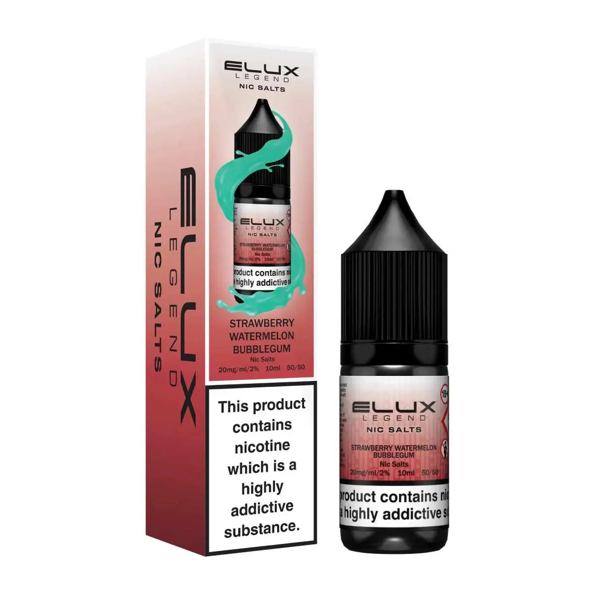  Strawberry Watermelon Bubblegum Nic Salt E-Liquid by Elux Legend 10ml 